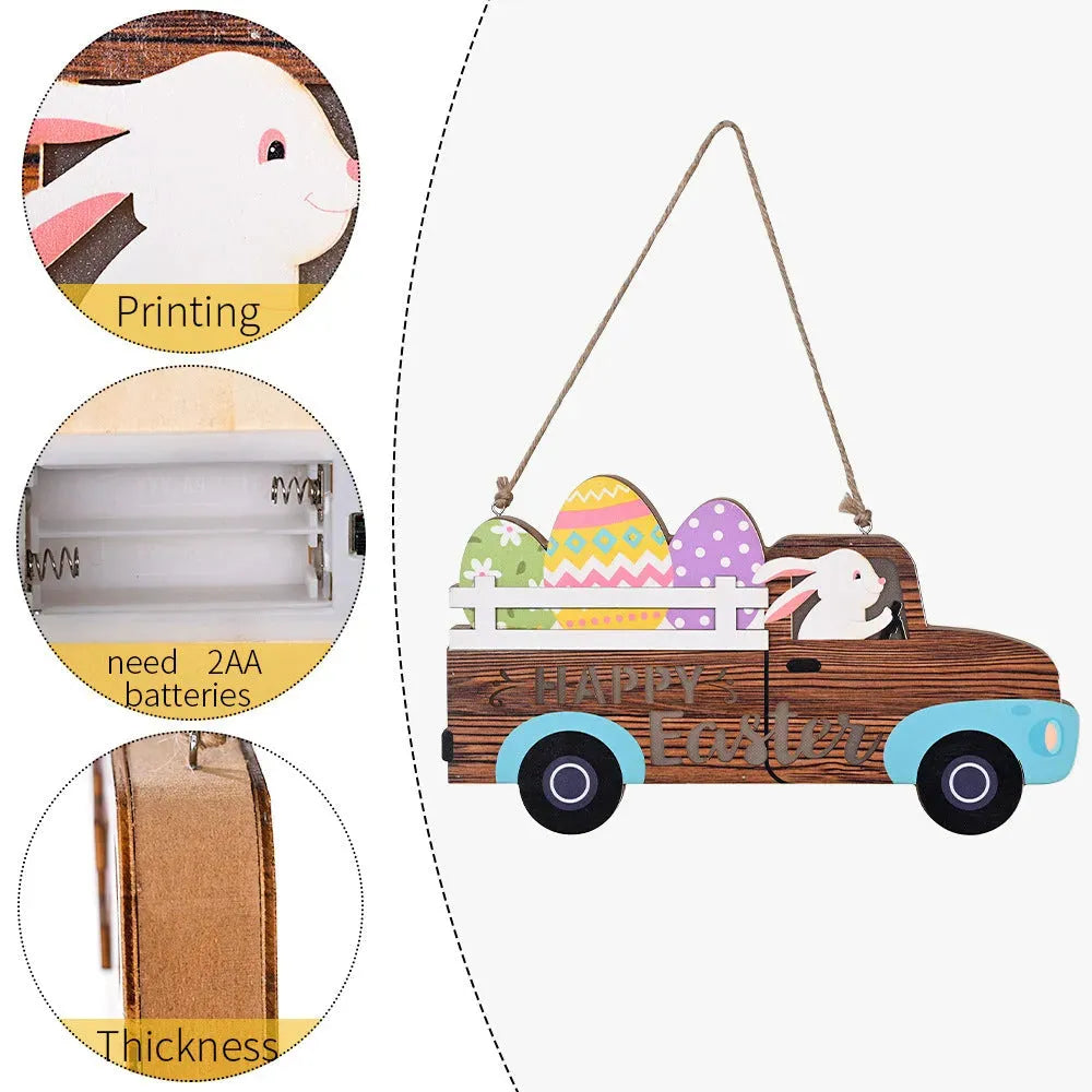 Easter Wooden Door Sign With Light - Bellarte Enchanté Easter Wooden Door Sign With Light